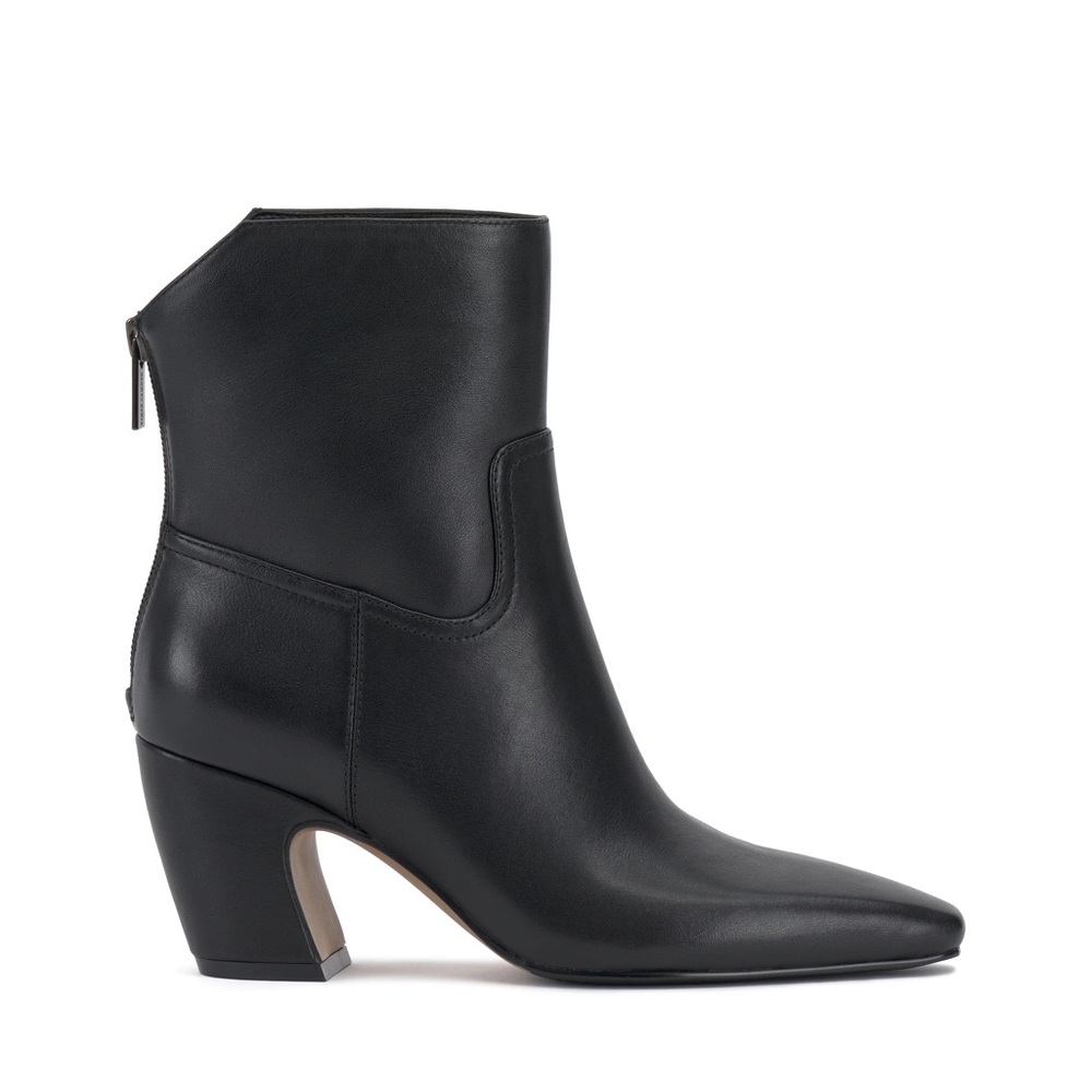 Western Black Leather Ankle Boots